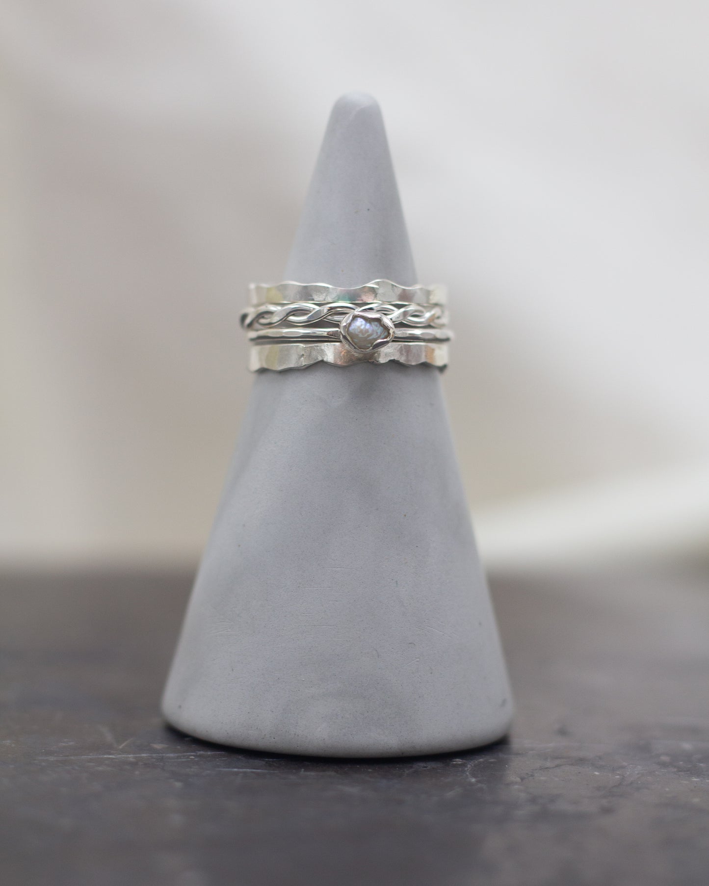 freshwater pearl stacking ring set