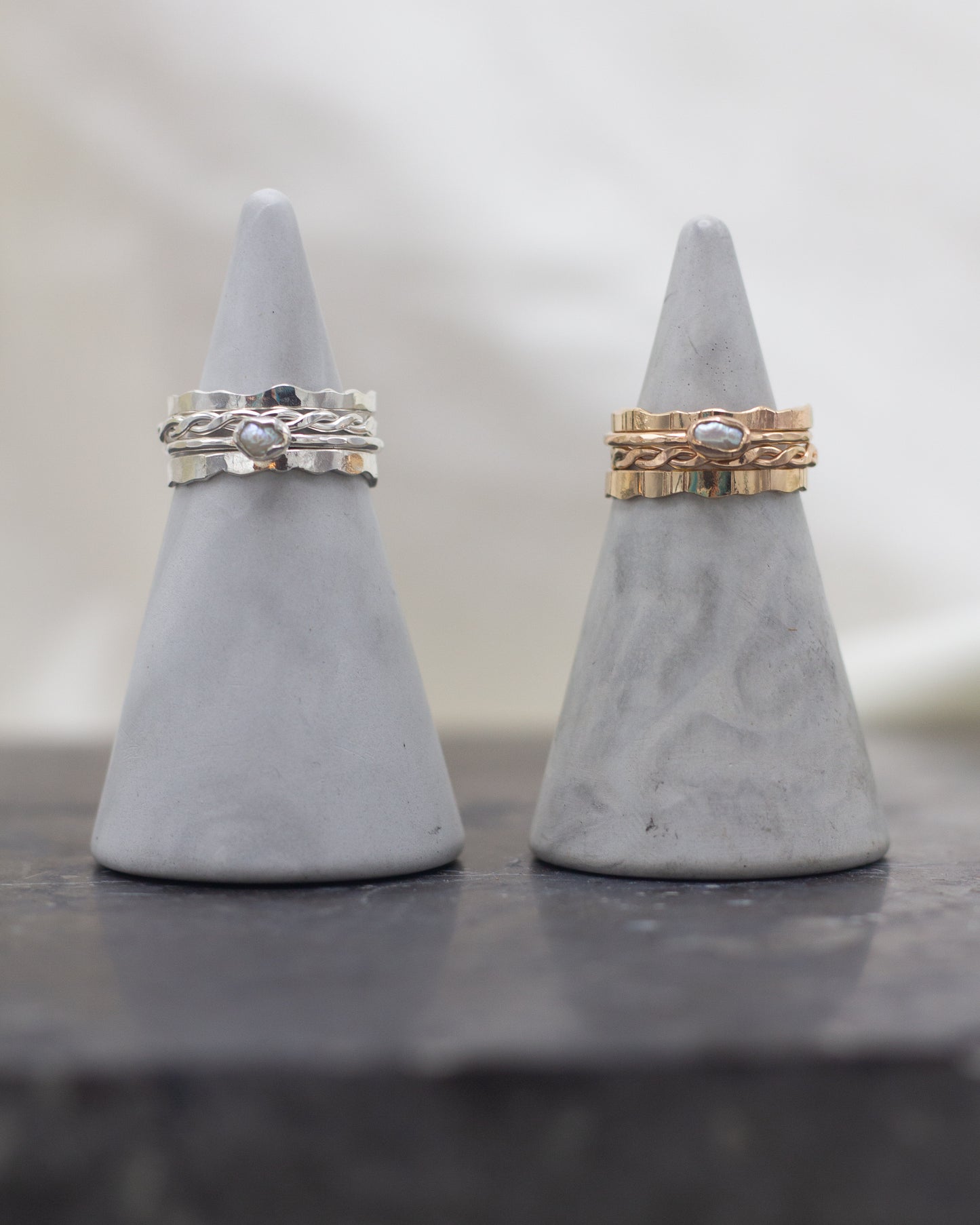 freshwater pearl stacking ring set