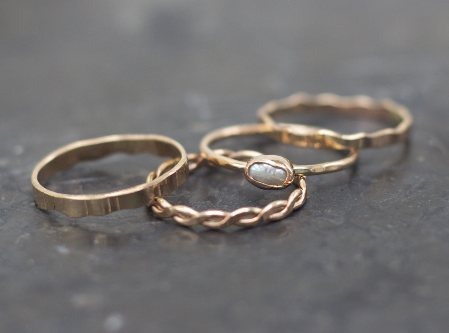 freshwater pearl stacking ring set