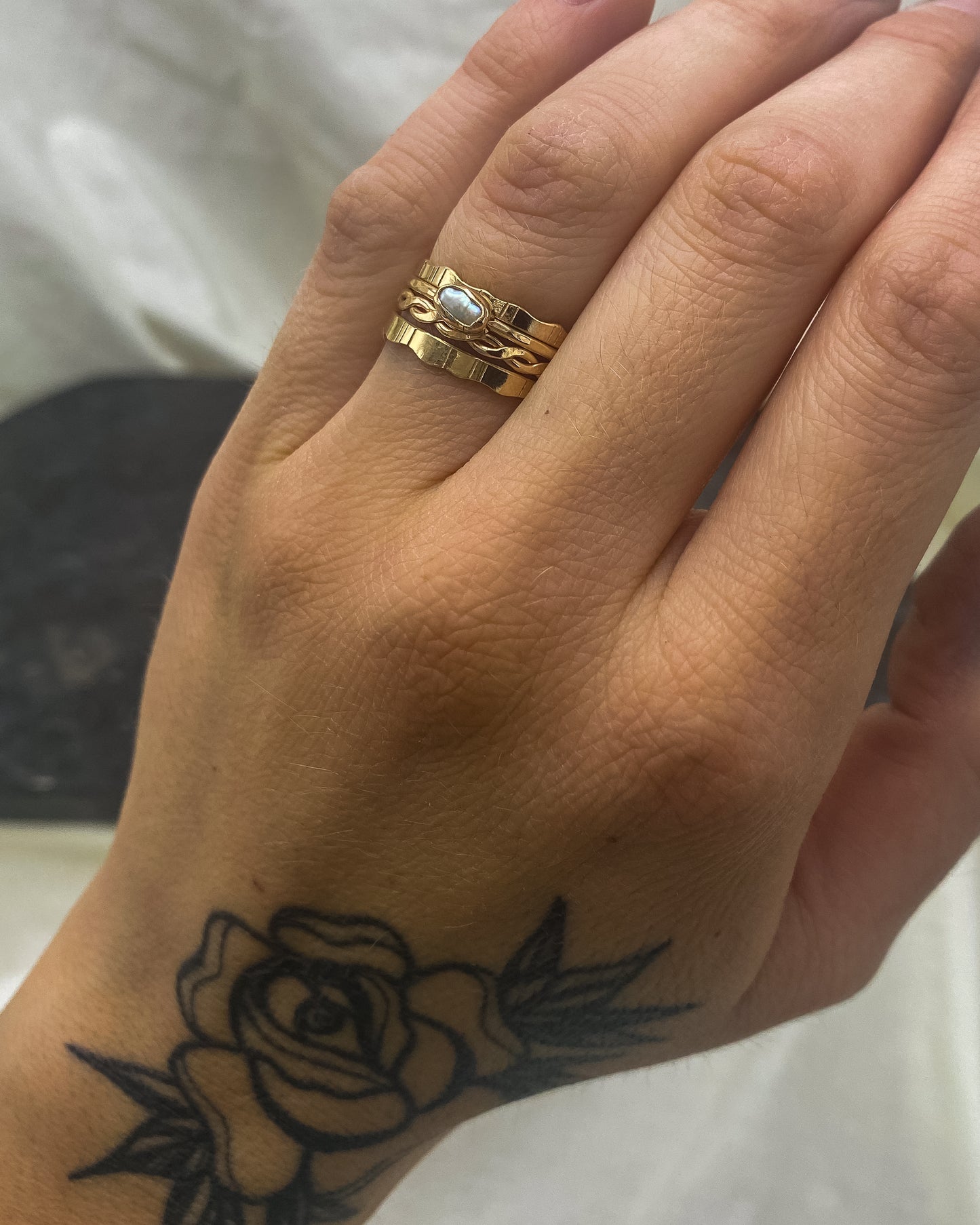 freshwater pearl stacking ring set